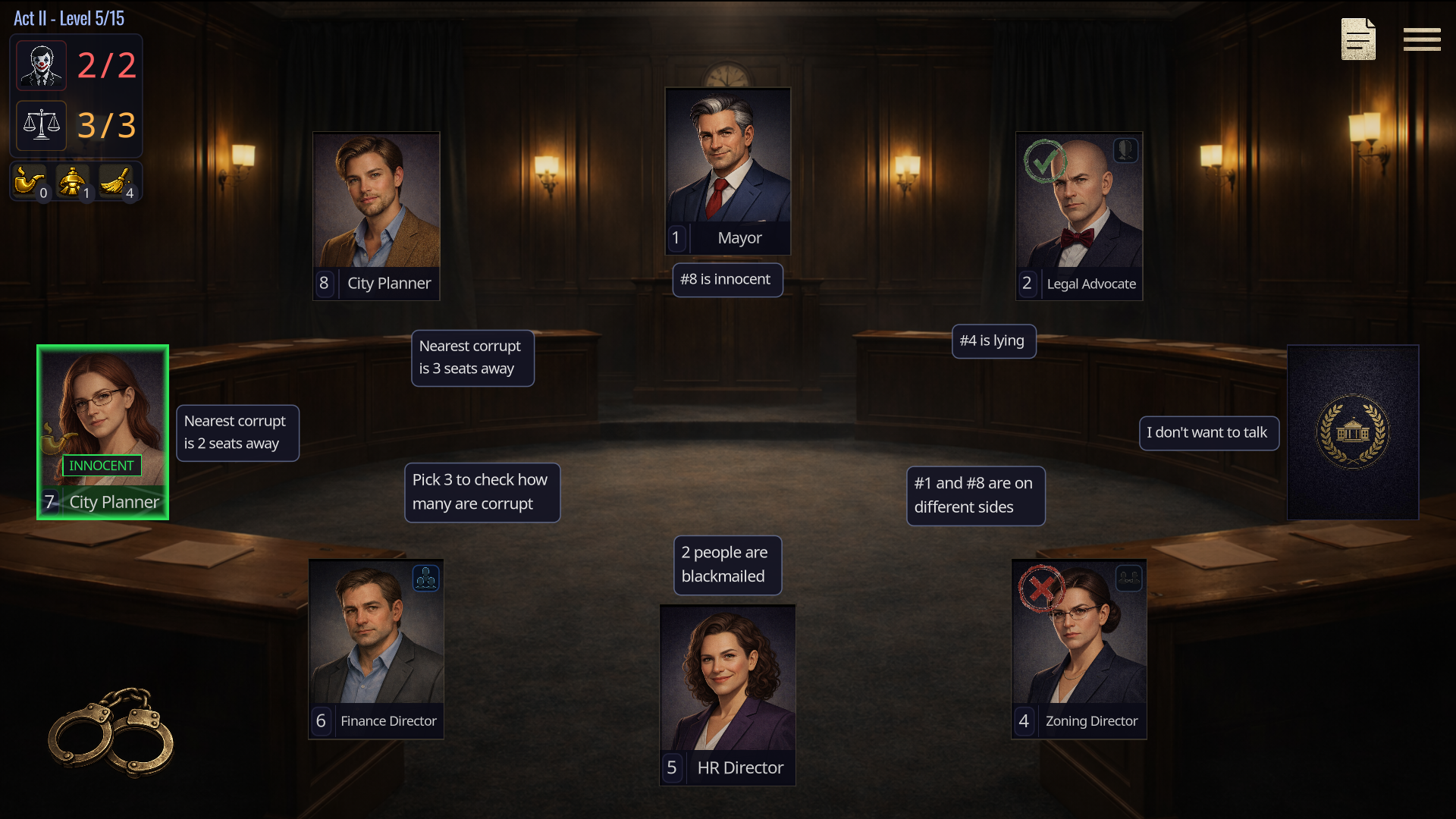 Arresting corrupt officials in Rotten Chamber